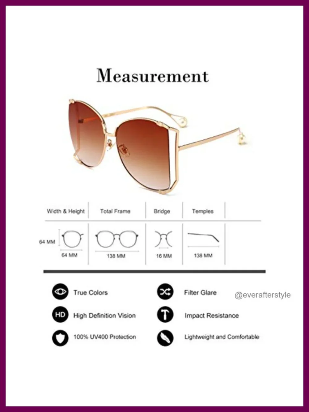Oversized Semi Rimless Sunglasses Retro Metal Frame Pearl Design UV Protection
